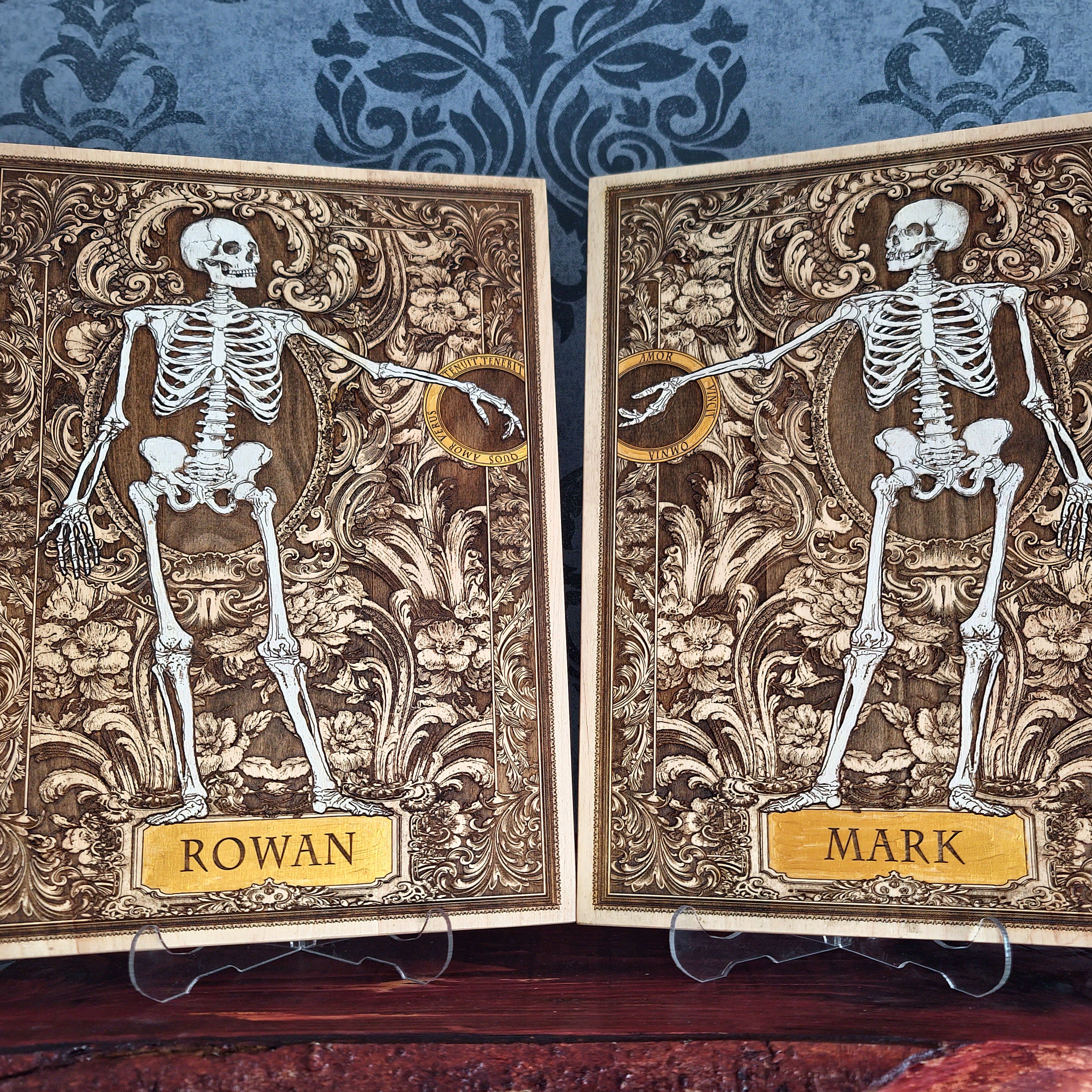 Love Skeleton Couple - Till Death Do Us Part - Personalized with Names - Large Painted