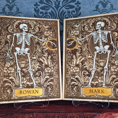 Love Skeleton Couple - Till Death Do Us Part - Personalized with Names - Large Painted