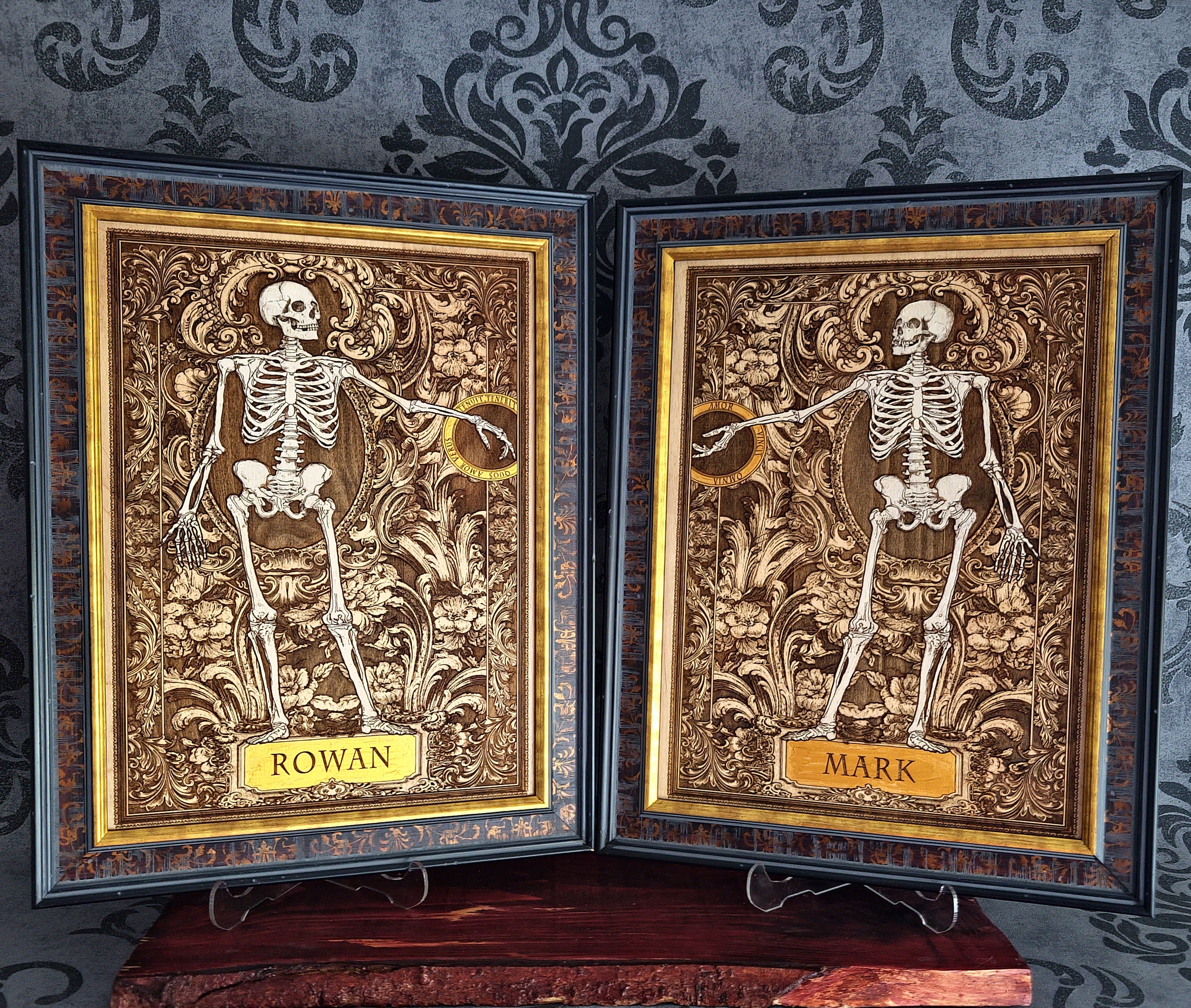 Love Skeleton Couple - Till Death Do Us Part - Personalized with Names - Large Painted