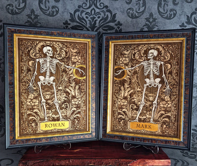 Love Skeleton Couple - Till Death Do Us Part - Personalized with Names - Large Painted