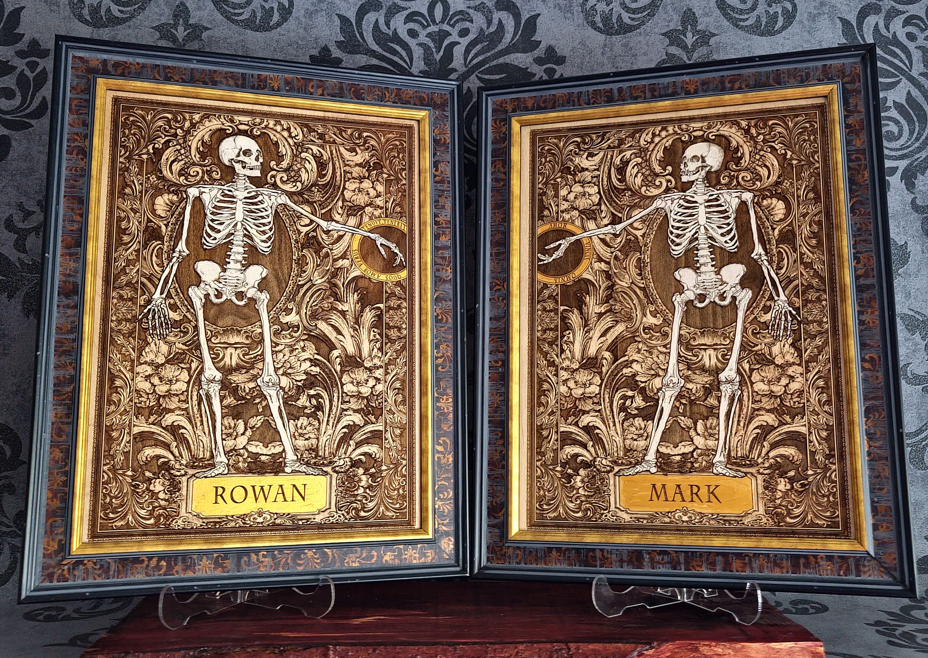 Love Skeleton Couple - Till Death Do Us Part - Personalized with Names - Large Painted