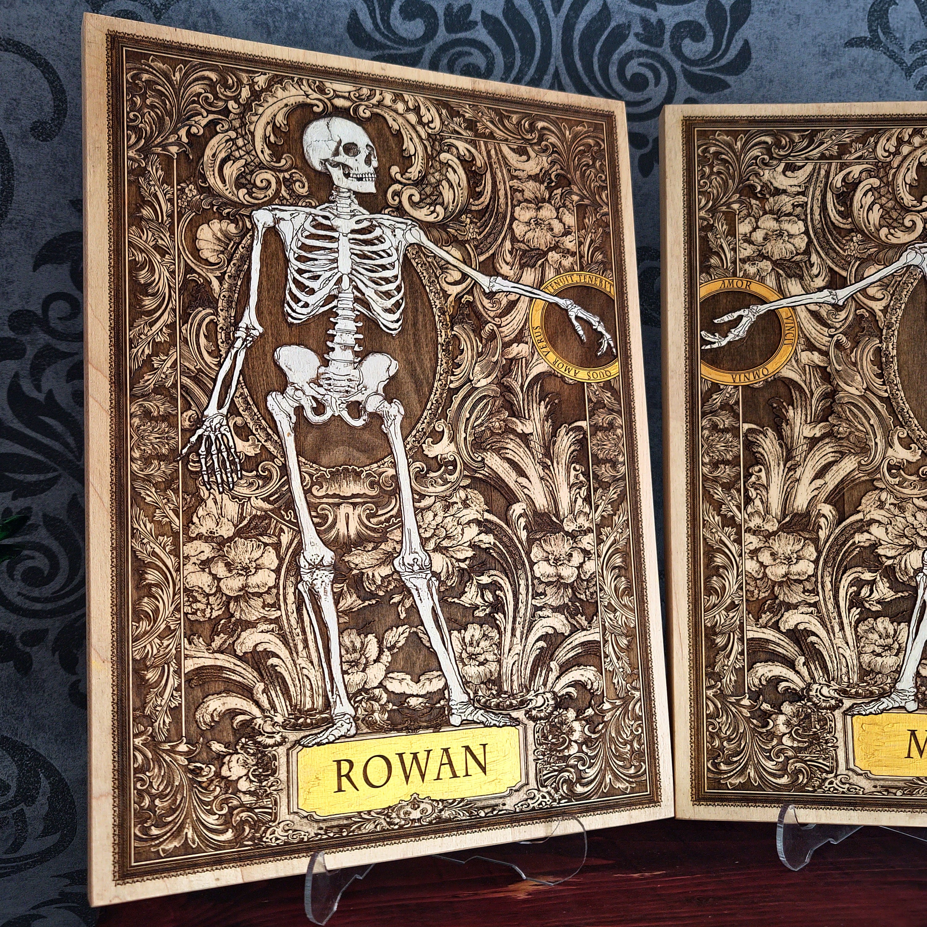 Love Skeleton Couple - Till Death Do Us Part - Personalized with Names - Large Painted