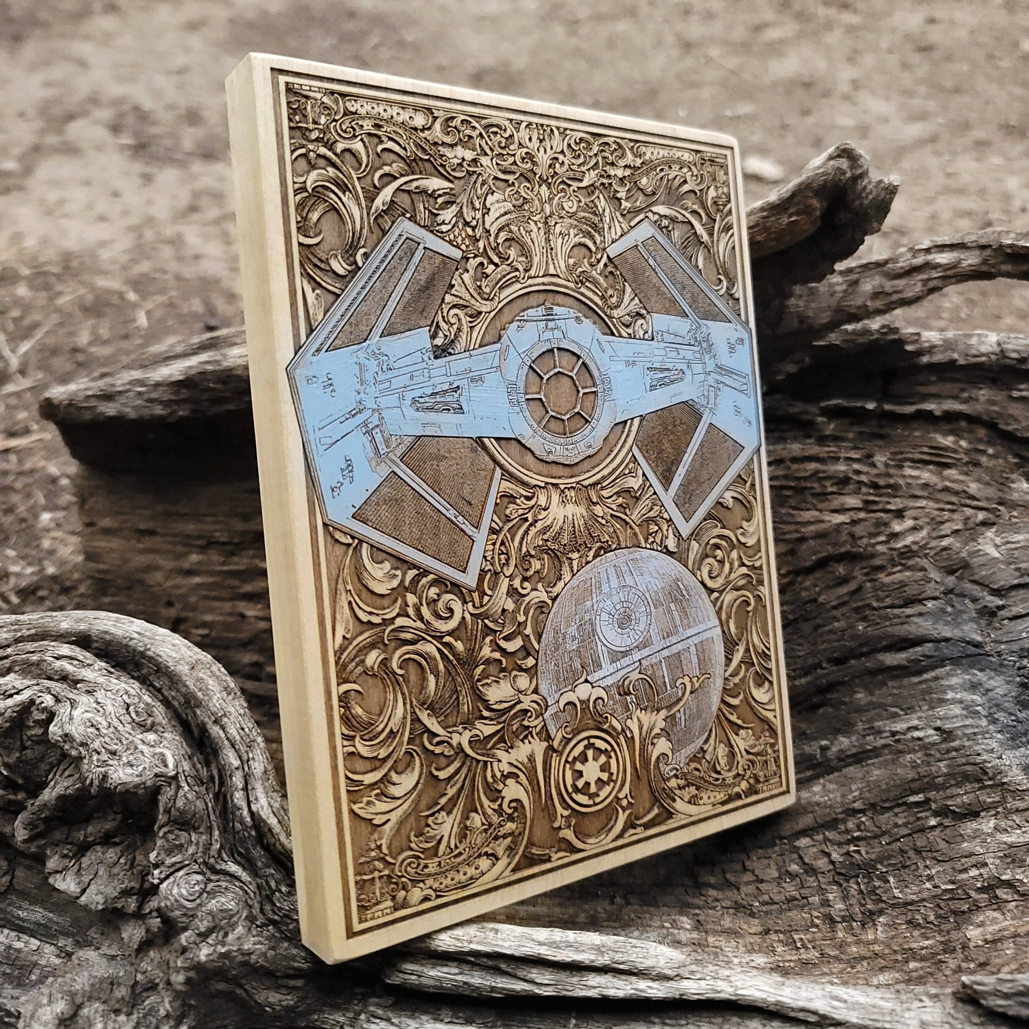 Star Wars wooden ship artwork – geeky gift for collectors