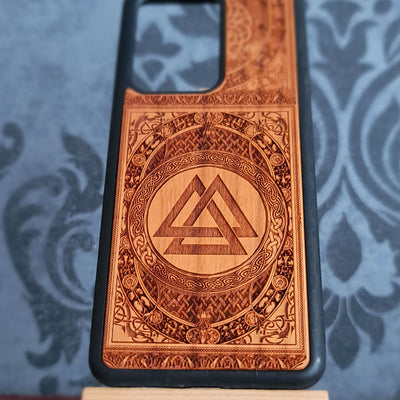Viking Valknut Symbol - Wood Phone Case