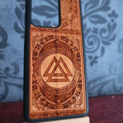 Viking Valknut Symbol - Wood Phone Case