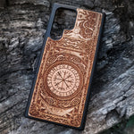 Load image into Gallery viewer, iPhone &amp; Samsung Galaxy Wood Phone Case Viking Rune - The Vegvisir Compass II
