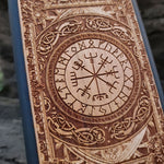 Load image into Gallery viewer, iPhone &amp; Samsung Galaxy Wood Phone Case Viking Rune - The Vegvisir Compass II
