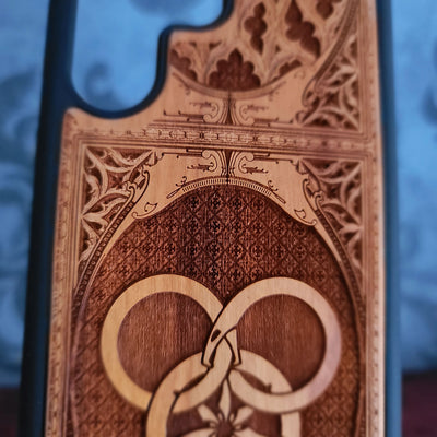 La Rueda del Tiempo - Funda de madera para teléfono - Diseño gótico