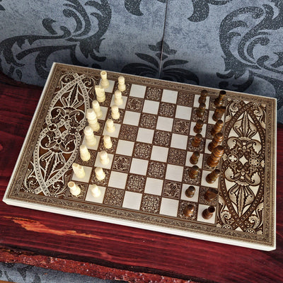 White Chess Board Wood - A4 Size