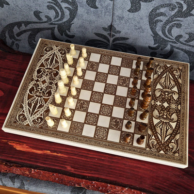 White Chess Board Wood - A4 Size