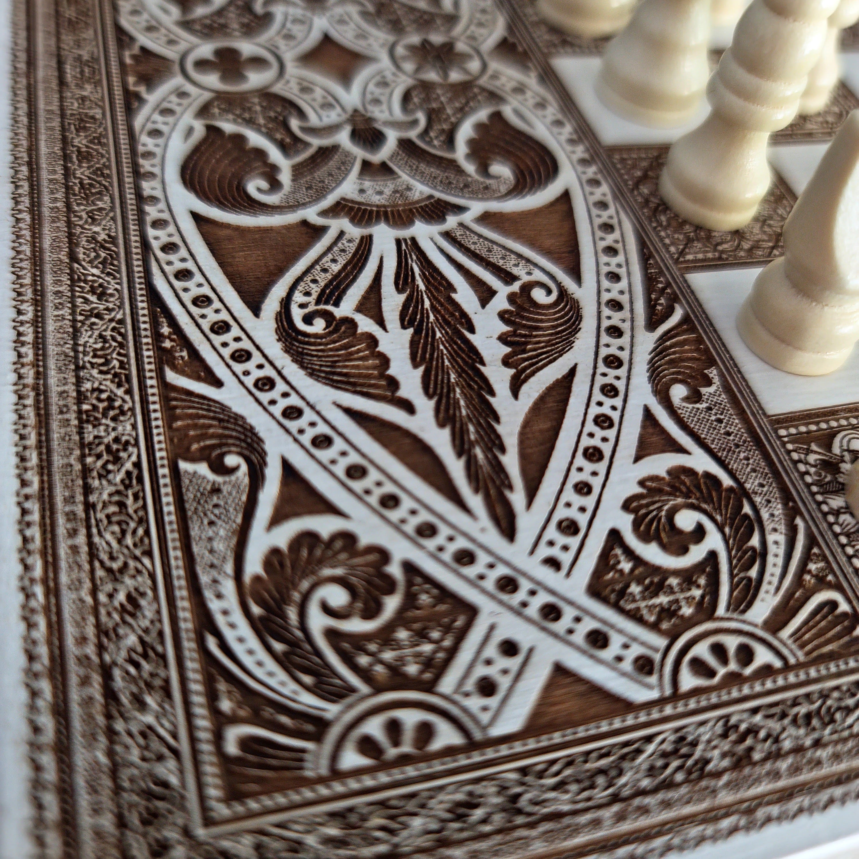 White Chess Board Wood - A4 Size