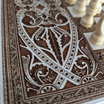 White Chess Board Wood - A4 Size