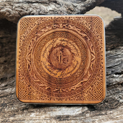 Hand-painted wireless charger with the Eye of Sauron design.