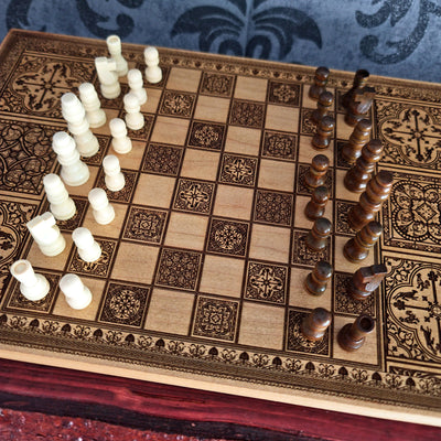 Chess Board Natural Wood - A4 Size