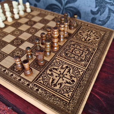 Chess Board Natural Wood - A4 Size