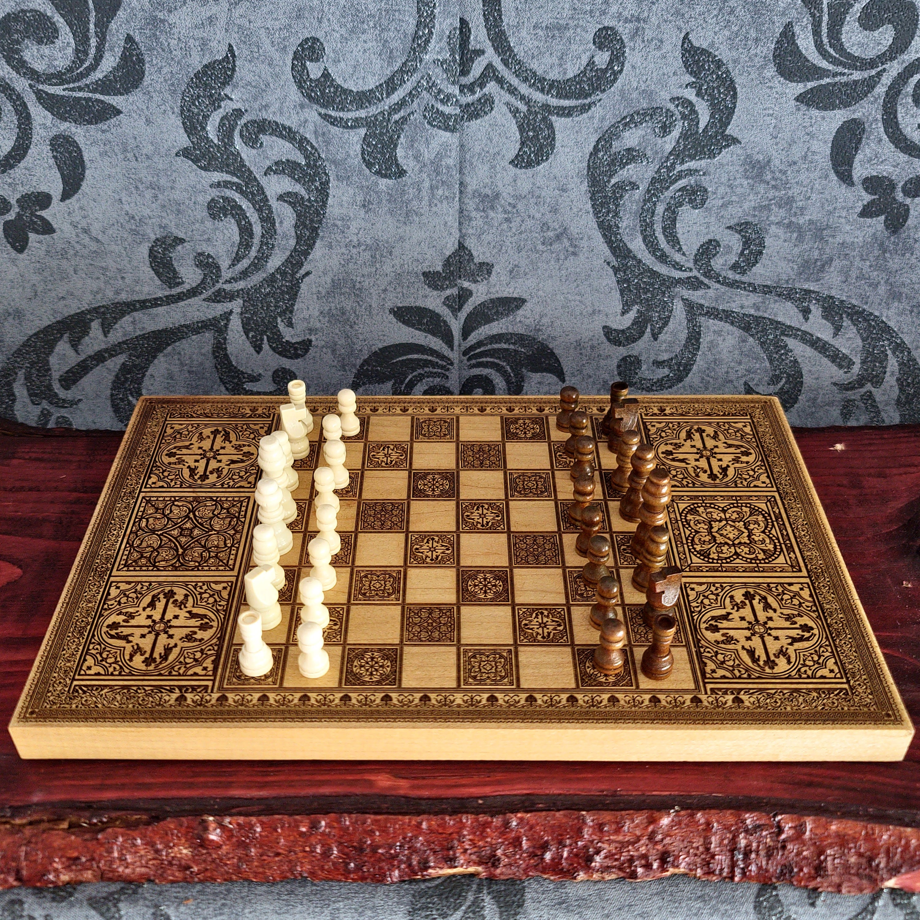 Chess Board Natural Wood - A4 Size