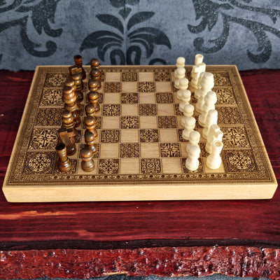 Vintage Zirkus Schachbrett - A3 Großformat