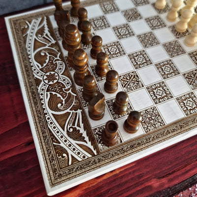 Vintage Zirkus Schachbrett - A3 Großformat