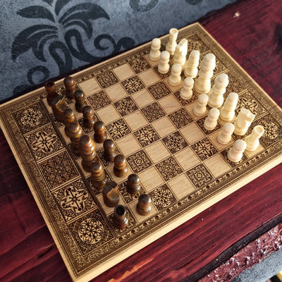 Vintage Zirkus Schachbrett - A3 Großformat