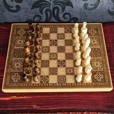 Vintage Zirkus Schachbrett - A3 Großformat