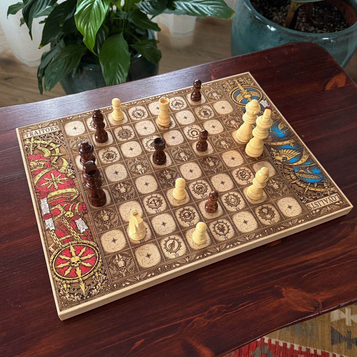 Warhammer 40K Horus Heresy Loyalists vs Traitors Wooden Chessboard
