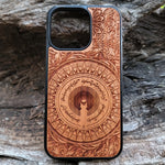 Load image into Gallery viewer, iPhone &amp; Samsung Galaxy Wood Phone Case - Lord of The Rings Dark Tower Mandala
