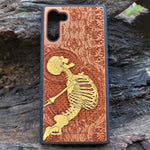 Load image into Gallery viewer, iPhone &amp; Samsung Galaxy Wood Phone Case - Yellow Human Skeleton Gothic Pattern Hand Painted
