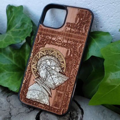 Medieval Knight "Confessed" - Wood Phone Case - Silver Painted