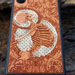 Load image into Gallery viewer, iPhone &amp; Samsung Galaxy Wood Phone Case - Human Skeleton White Gothic Pattern Hand Painted
