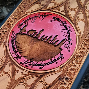 iPhone & Samsung Galaxy Wood Phone Case - Lord of The Rings The Fellowship of the Ring & the Runes