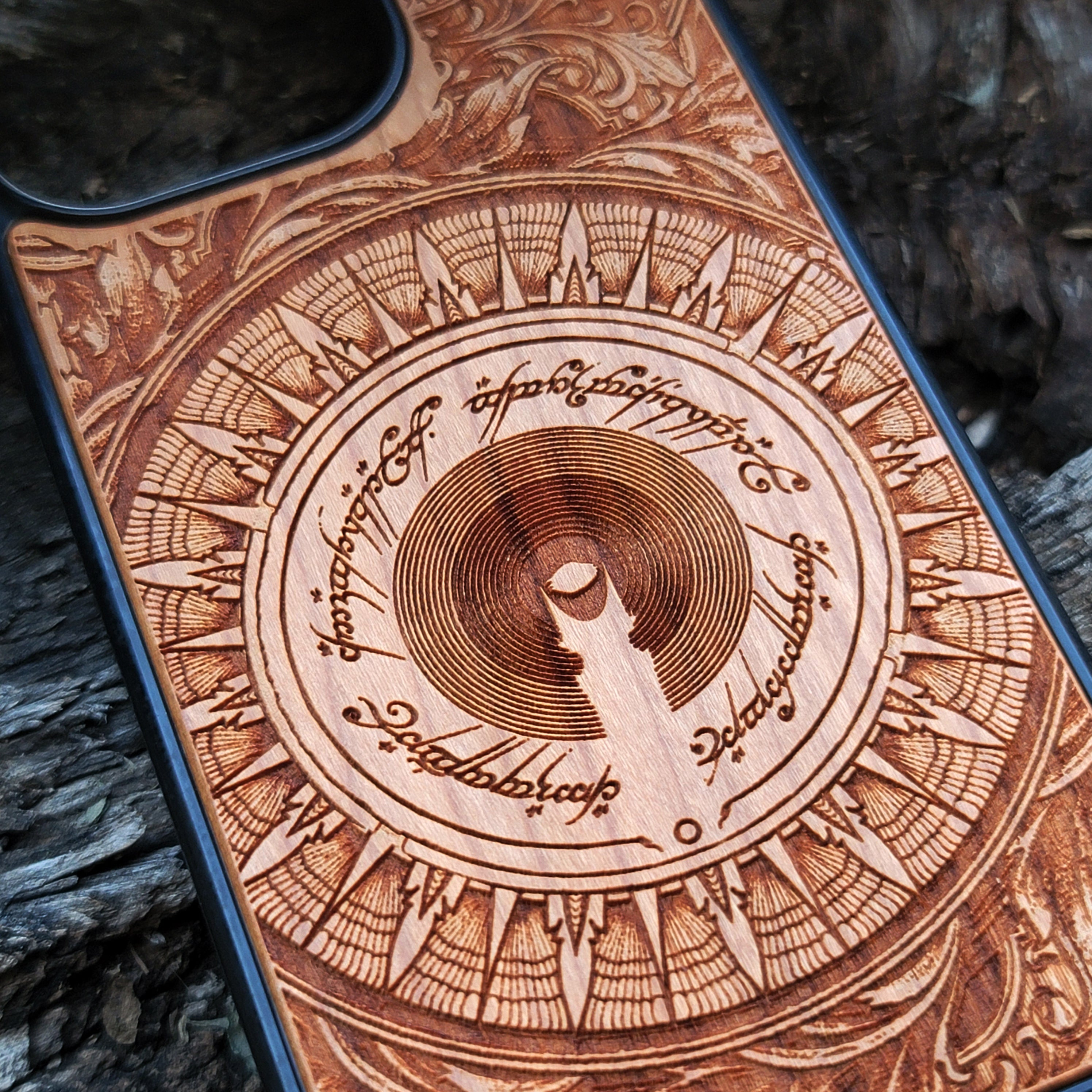 Wood Phone Case - Custom Symbol Mandala Design