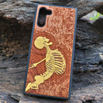 Load image into Gallery viewer, iPhone &amp; Samsung Galaxy Wood Phone Case - Yellow Human Skeleton Gothic Pattern Hand Painted
