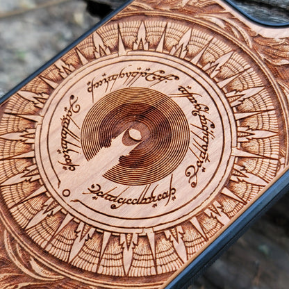 Wood Phone Case - Custom Symbol Mandala Design