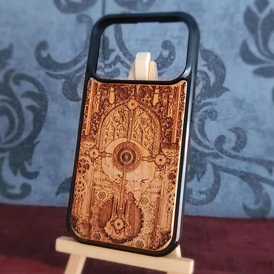 Religión - Funda de madera para teléfono - Pintada a mano