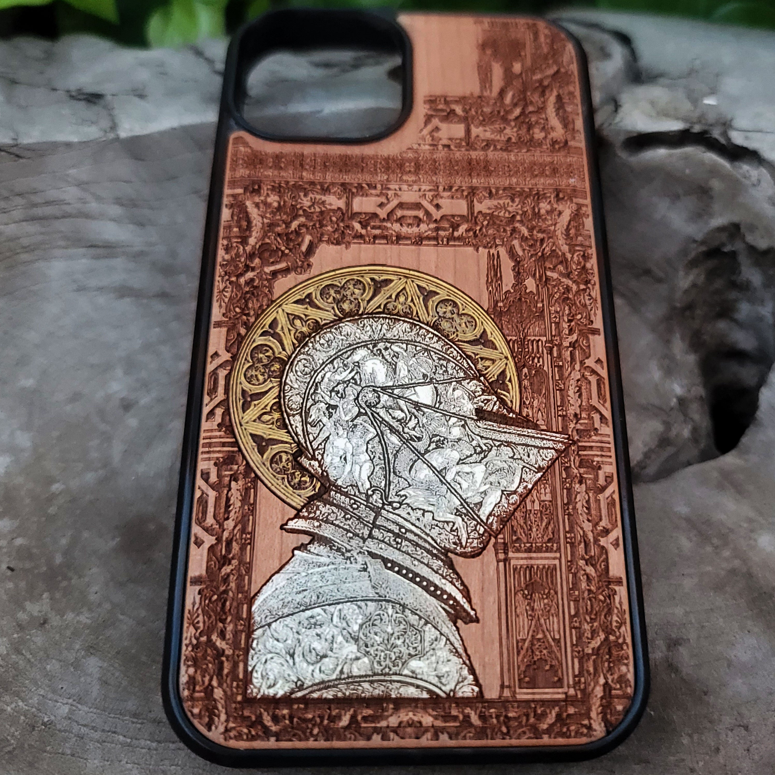 Medieval Knight "Confessed" - Wood Phone Case - Silver Painted
