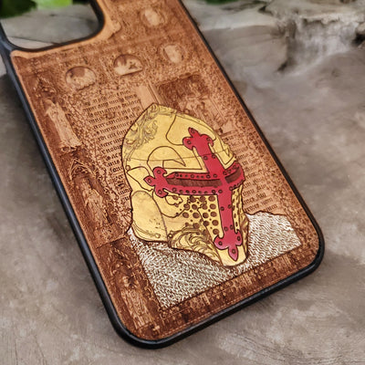 Medieval Knight "I'm Ready" - Wood Phone Case - Gold Painted II