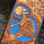 Load image into Gallery viewer, iPhone &amp; Samsung Galaxy Wood Phone Case - Human Skeleton Blue Gothic Pattern Hand Painted

