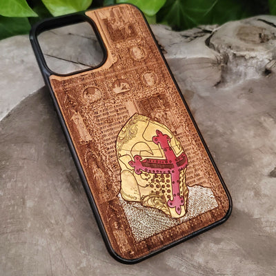 Medieval Knight "I'm Ready" - Wood Phone Case - Gold Painted II