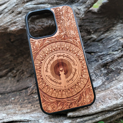 Wood Phone Case - Custom Symbol Mandala Design