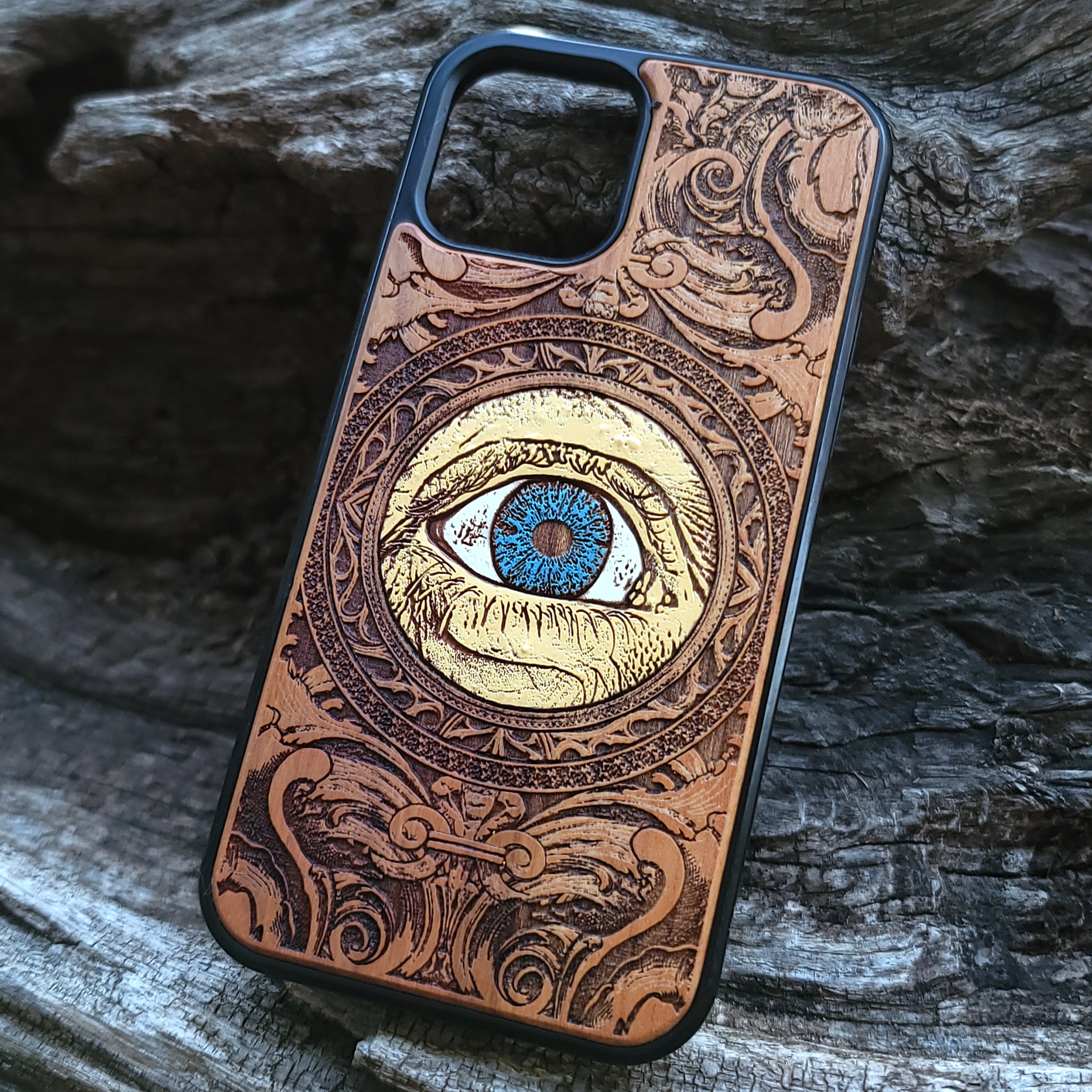 Human Eye Wood Phone Case Hand Painted