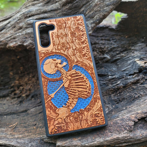 iPhone & Samsung Galaxy Wood Phone Case - Human Skeleton Blue Gothic Pattern Hand Painted