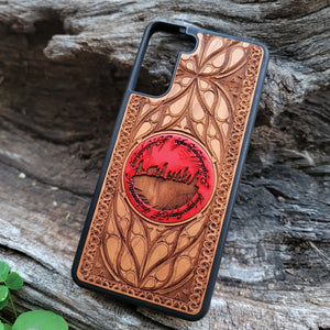 iPhone & Samsung Galaxy Wood Phone Case - Lord of The Rings The Fellowship of the Ring & the Runes