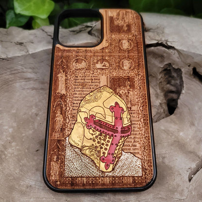 Medieval Knight "I'm Ready" - Wood Phone Case - Gold Painted II