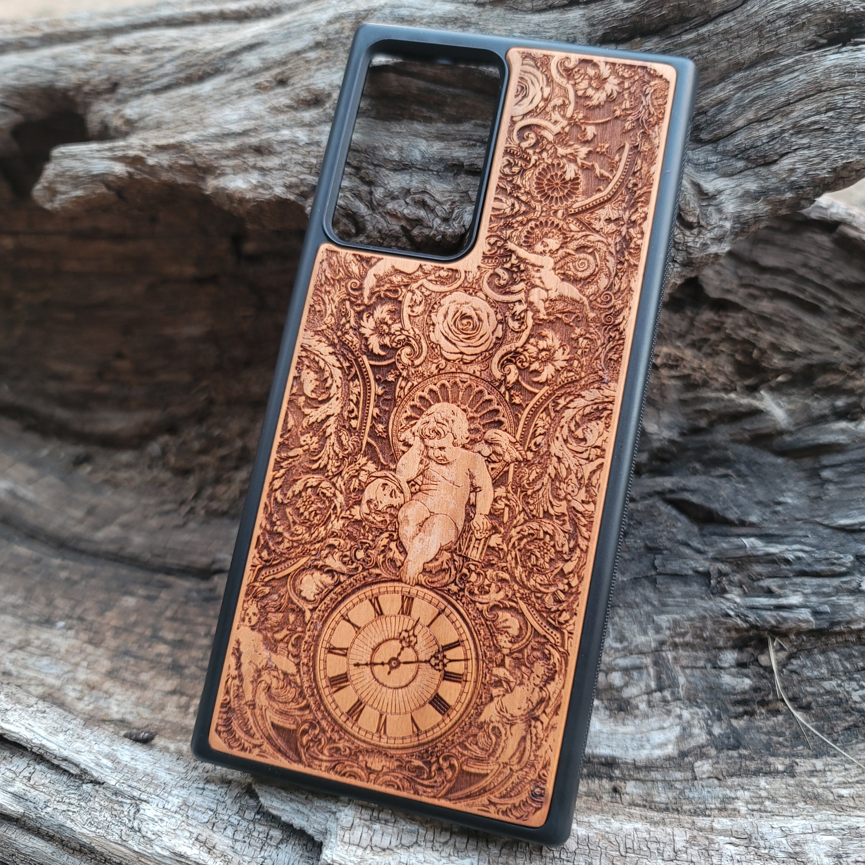 iPhone & Samsung Galaxy Wood Phone Case - Artwork "Time Clock"