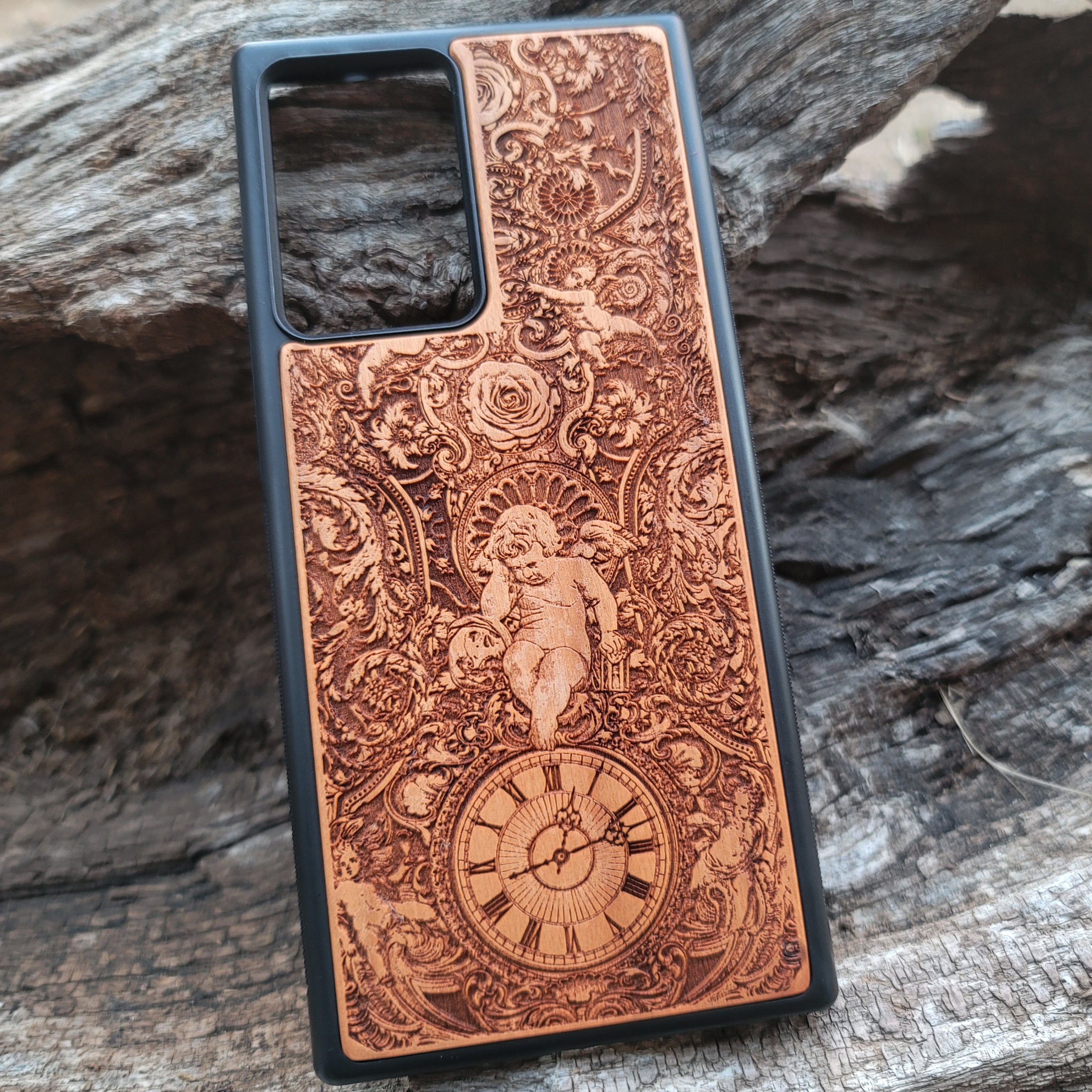 iPhone & Samsung Galaxy Wood Phone Case - Artwork "Time Clock"