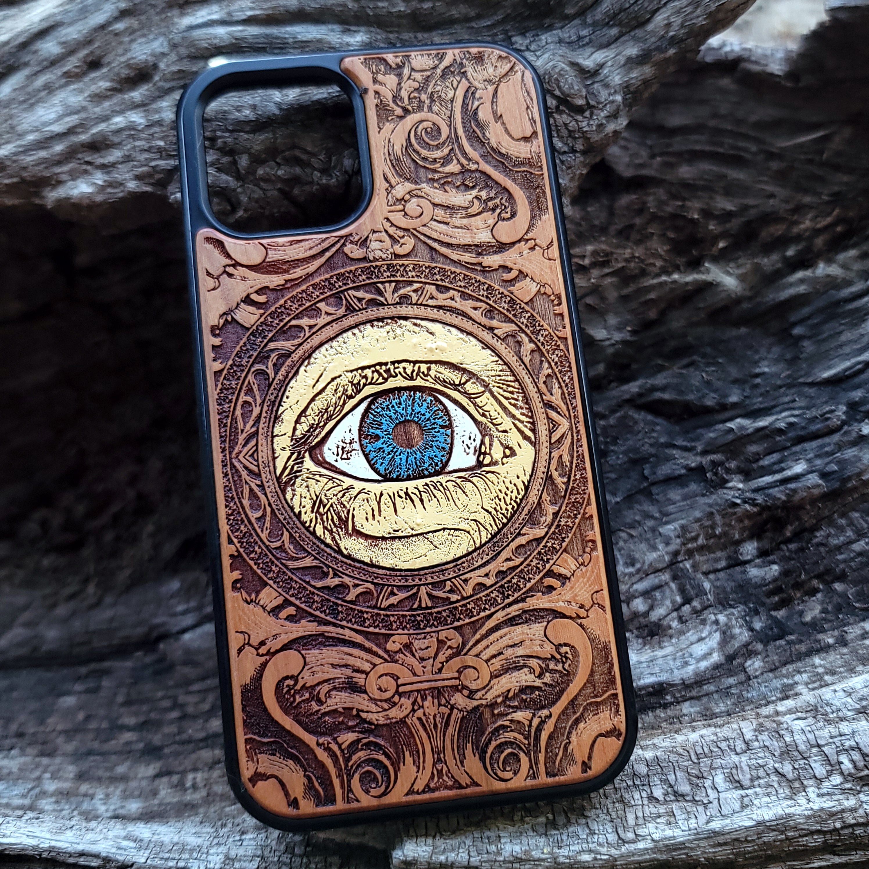 Human Eye Wood Phone Case Hand Painted