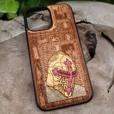 Medieval Knight "I'm Ready" - Wood Phone Case - Gold Painted II