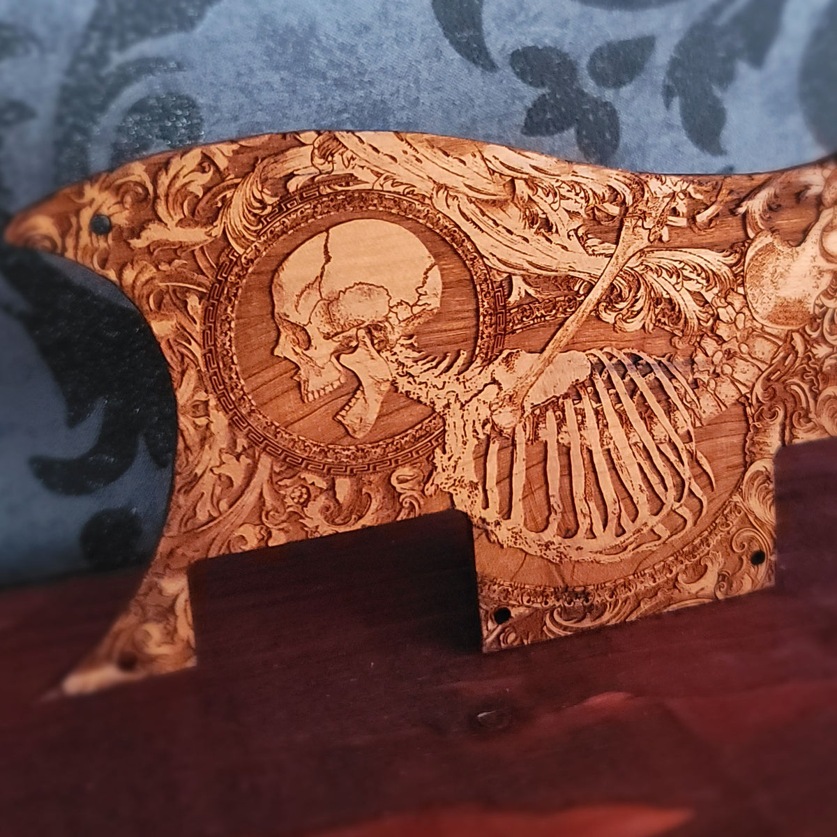 Wooden SG Special pickguard with detailed human skeleton laser engraving