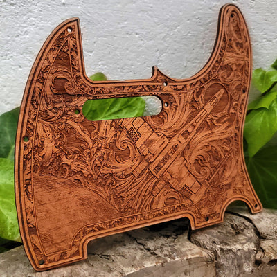 Telecaster Holz-Schlagbrett – Seite mit menschlichem Schädel