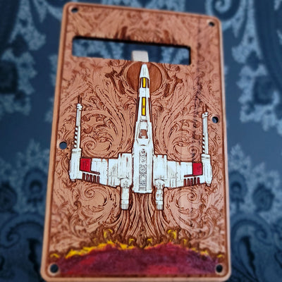 Xwing tremolo guitar laser engraved and hand painted
